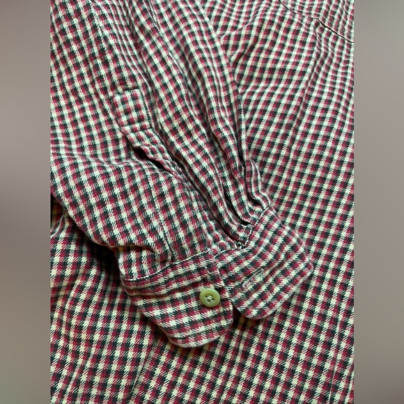 Y2K Abercrombie & Fitch men XL Red Tan checkered Shirt Long Sleeve Pocket Cotton - Picture 15 of 16